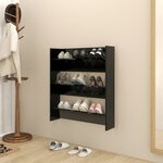 vidaXL Armoire à chaussures murale noir 80x18x90 cm bois d'ingénierie