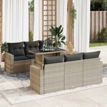 vidaXL Salon de jardin avec coussins 7 Pièces gris clair résine tressée