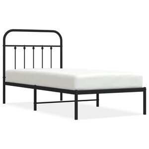 vidaXL Cadre de lit métal sans matelas avec tête de lit noir 80x200 cm