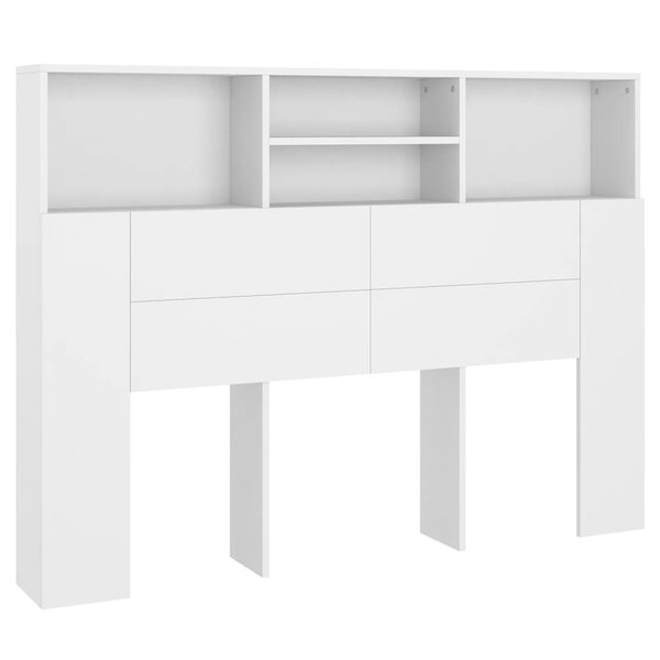 vidaXL Armoire à tête de lit Blanc 140x19x103 5 cm
