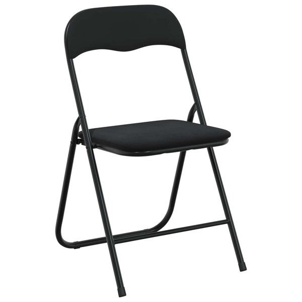 vidaXL Chaise pliante 8 pc Velours Noir 48 x 44 x 78 cm