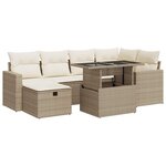 vidaXL Salon de jardin avec coussins 7 Pièces beige résine tressée