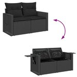 vidaXL Salon de jardin 4 Pièces avec coussins noir résine tressée