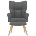 vidaXL Chaise de relaxation avec repose-pied Gris foncé Tissu