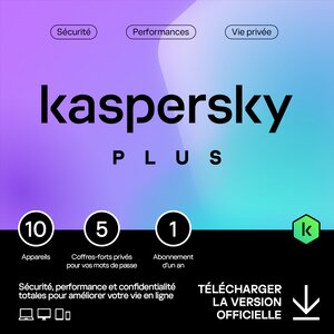 Kaspersky Plus - 10 appareils - Abonnement 1 an