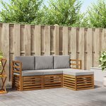 vidaXL Ensemble de canapés d'extérieur 4 pc Gris Naturel et Clair