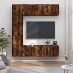 vidaXL Ensemble de meubles TV 7 Pièces Chêne fumé Bois d'ingénierie