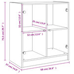 vidaXL Armoire latérale avec portes en verre chêne marron 68x37x75 5cm