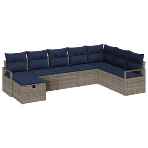 vidaXL Ensemble de Canapés avec coussin 8 Pièces Gris polyrotin
