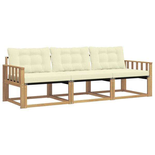 vidaXL Ensemble de canapés d'extérieur 3 pc Blanc et crème