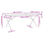 vidaXL Table à manger cadre en X 200x100x75 5 cm bois pin massif fonte