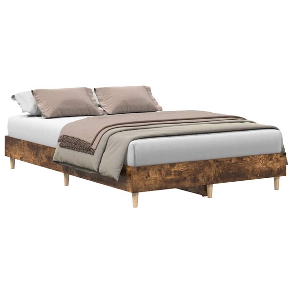 vidaXL Cadre de lit sans matelas chêne fumé 120x200 cm bois ingénierie