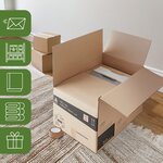 Pack and Move - Lot 45 cartons déménagement hauteur modubale variable personnalisable - 60 x 45 x 31-41 cm - Poignées renforcées - 1 adhésif offert