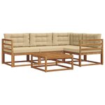 vidaXL Ensemble de canapés d'extérieur 5 Pièces Naturel et Beige