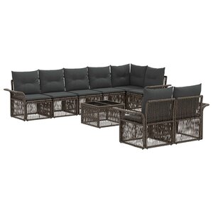 vidaXL Ensemble de canapé de jardin 9 pc Gris polyrotin