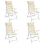 vidaXL Coussins de chaise à dossier haut lot de 4 crème tissu oxford