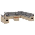vidaXL Salon de jardin avec coussins 12 Pièces beige résine tressée