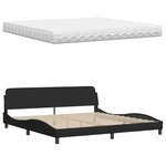 vidaXL Lit avec matelas noir 200x200 cm tissu