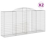 vidaXL Paniers à gabions arqués 2 Pièces 300x50x140/160 cm fer galvanisé