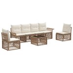 vidaXL Ensemble de canapé de jardin 7 Pièces Beige polyrotin
