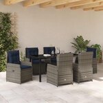 vidaXL Ensemble de salle à manger pour jardin 7 Pièces Gris Poly rotin