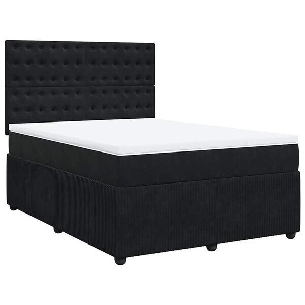 vidaXL Sommier à lattes de lit avec matelas Noir 140x190 cm Velours