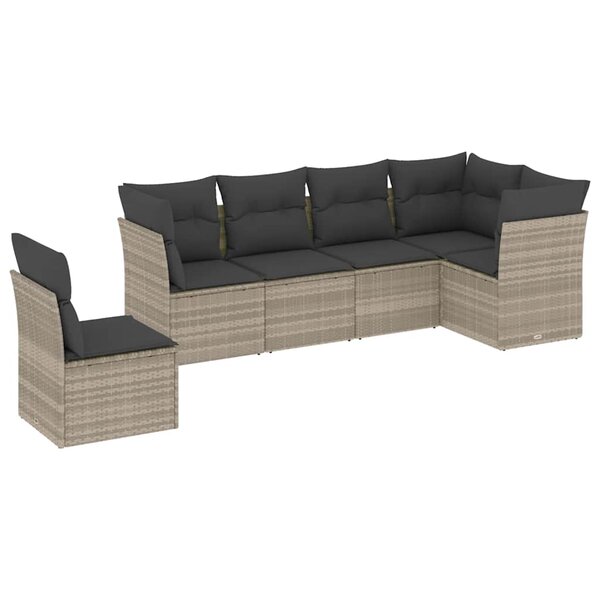 vidaXL Salon de jardin 6 Pièces avec coussins gris clair résine tressée