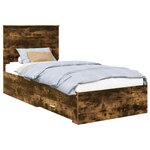 vidaXL Cadre de lit Chêne Fumé et Argent 75 x 190 cm Bois d'ingénierie