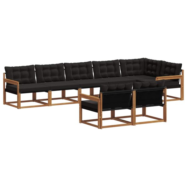 vidaXL Ensemble de canapés d'extérieur 8 pc Naturel et Noir