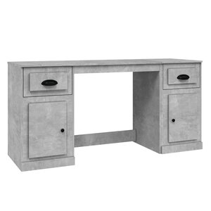 vidaXL Bureau avec armoire gris béton bois d'ingénierie