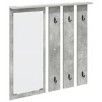 vidaXL Porte-manteau mural avec étagère Montage mural avec miroir Gris béton 84 x 10 x 80 cm