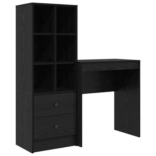 vidaXL Bureau avec tiroir avec étagère avec stockage 2 Pièces Chêne noir