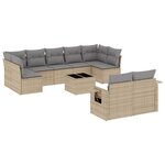 vidaXL Salon de jardin avec coussins 10 Pièces beige résine tressée