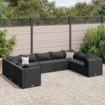 vidaXL Salon de jardin 9 Pièces avec coussins Noir Résine tressée