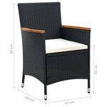 vidaXL Chaises à manger de jardin lot de 4 Résine tressée Noir