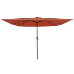 Parasol de jardin carré vidaXL avec lumières LED 295x245 cm Terracotta
