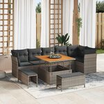 vidaXL Ensemble de canapé de jardin 9 Pièces Gris polyrotin