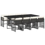 vidaXL Ensemble à manger de jardin 9Pièces coussins noir résine tressée