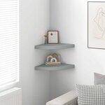 vidaXL Étagères d'angle flottantes 2 Pièces gris 35x35x3 8 cm MDF
