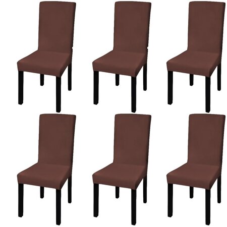 vidaXL Housse de chaise droite extensible 6 Pièces marron