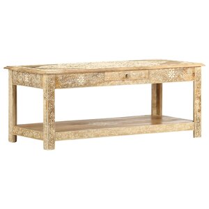 vidaXL Table basse peinte à main 110x50x45 cm Bois de manguier massif