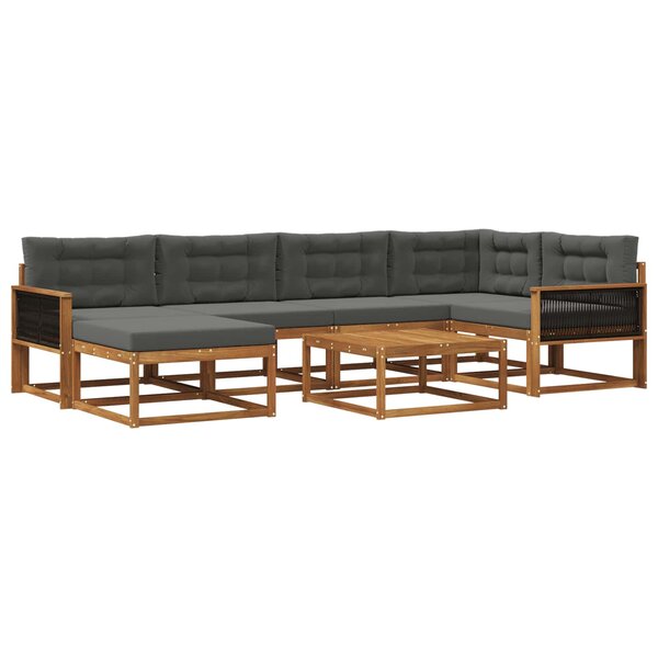 vidaXL Ensemble de canapés d'extérieur 7 Pièces Naturel et Anthracite