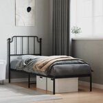 vidaXL Cadre de lit métal sans matelas avec tête de lit noir 80x200 cm
