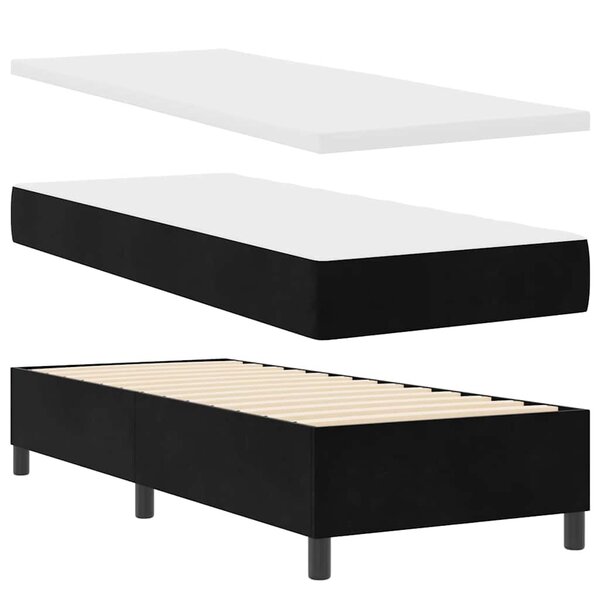 vidaXL Lit box spring avec matelas et banc noir 80x200 cm en velours