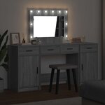 vidaXL Table de Toilette 3 Pièces Gris 40 x 41 x 75 cm Bois d'ingénierie