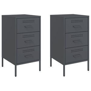 vidaXL Table de chevet 2 Pièces anthracite 36x39x68 cm acier