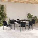 vidaXL Ensemble de salle à manger pour jardin 7 Pièces Noir Poly rotin