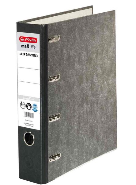 Classeur Marbré maX.file Levier 4 anneaux Dos 70 mm A4 (2xA5) Noir HERLITZ