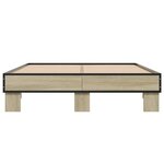 vidaXL Cadre de lit chêne sonoma 140x200 cm bois d'ingénierie et métal