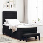 vidaXL Lit à ressorts avec matelas et banc noir 100x200 cm en tissu
